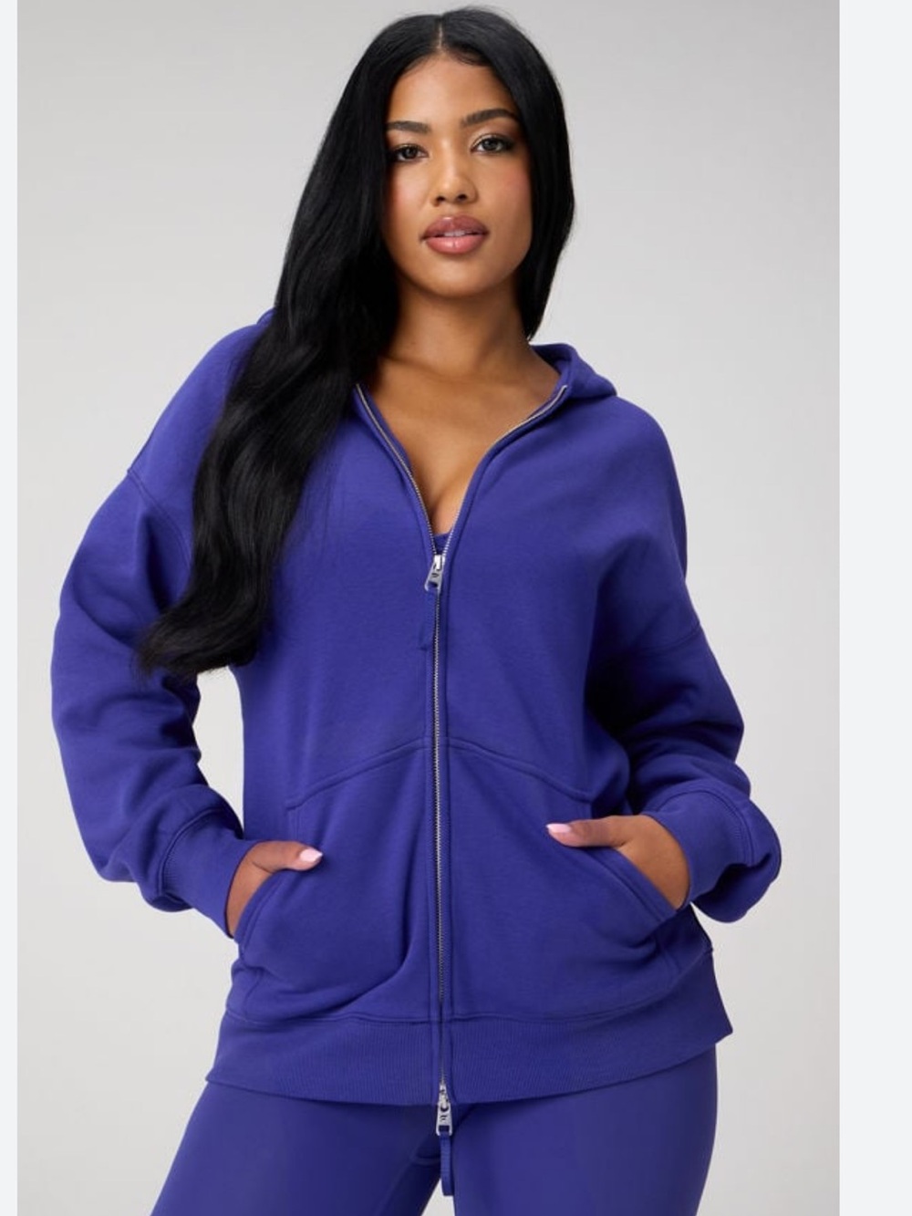 Fabletics Cozy Fleece Oversized Zip Up Hoodie Nightfall NWT Size XL